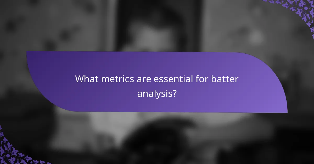 What metrics are essential for batter analysis?